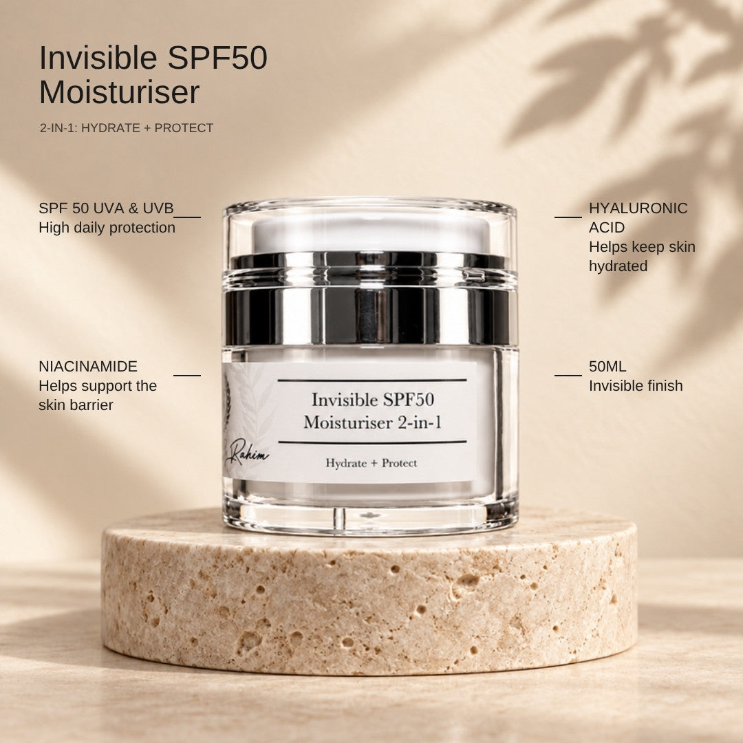 Invisible SPF50 Moisturiser 2in1 50ML key ingredients